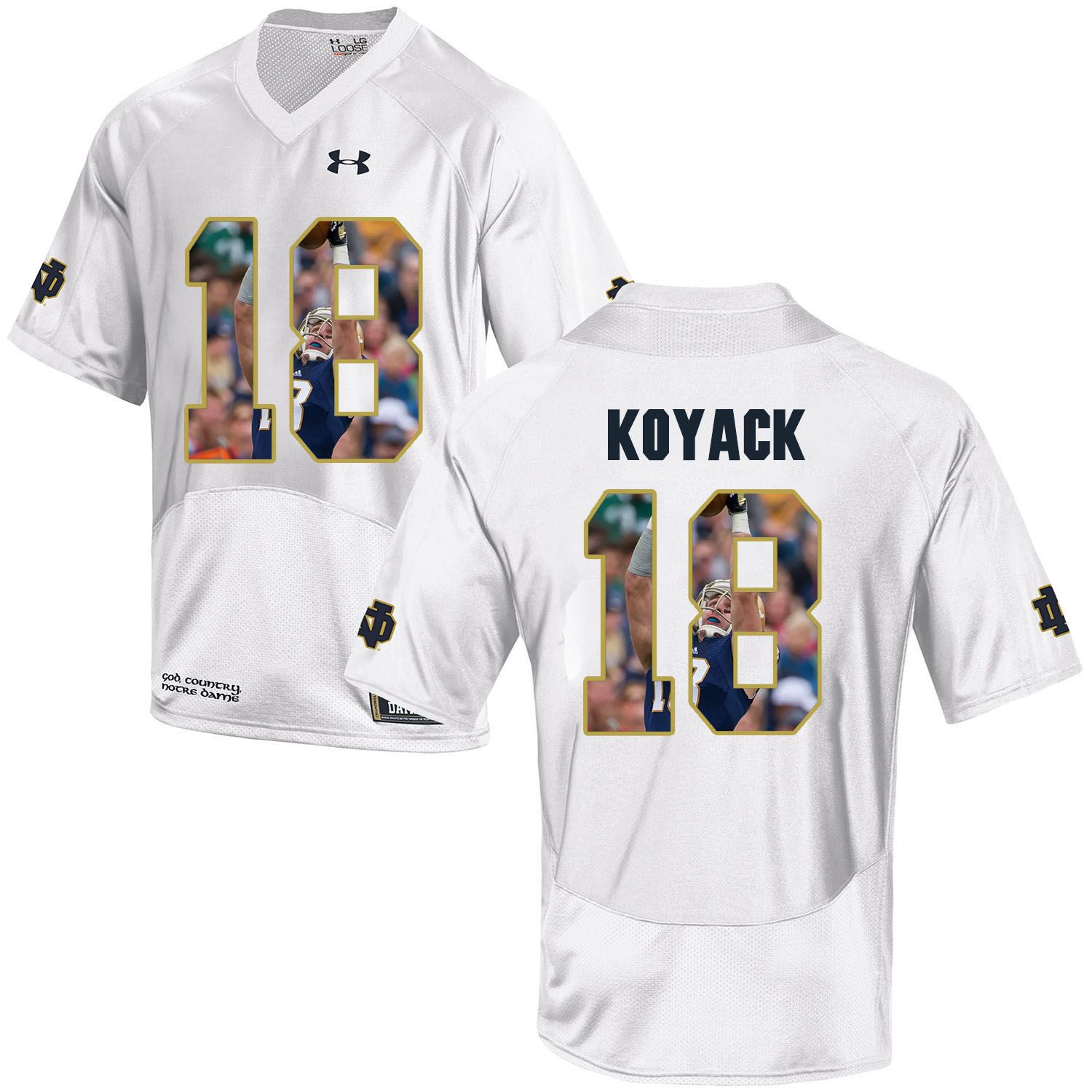 Men Norte Dame Fighting Irish #18 Koyack White Fashion Edition Customized NCAA Jerseys->customized ncaa jersey->Custom Jersey